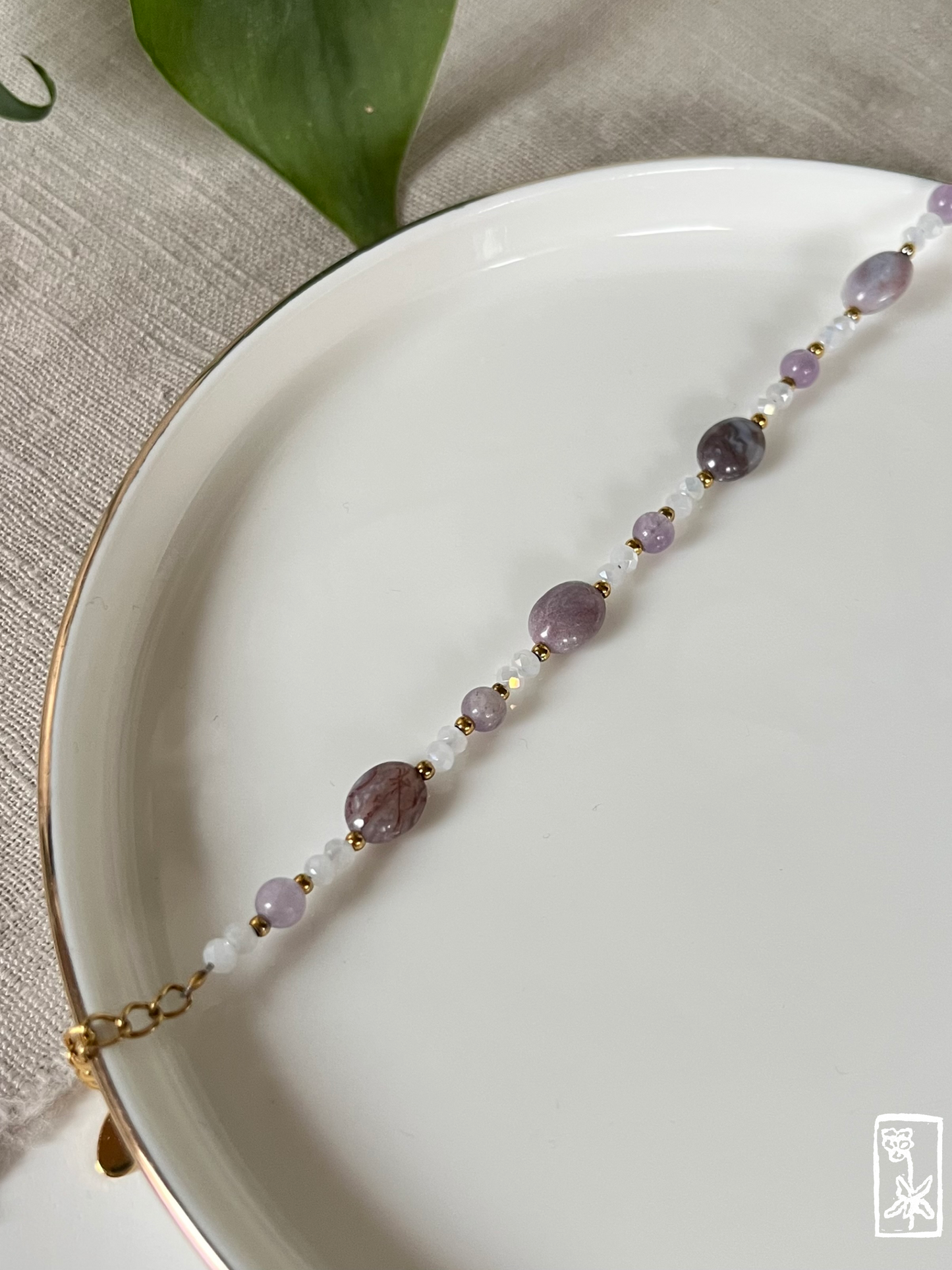Armband "Lavender" mit Amethyst und Jaspis (Einzelstück)