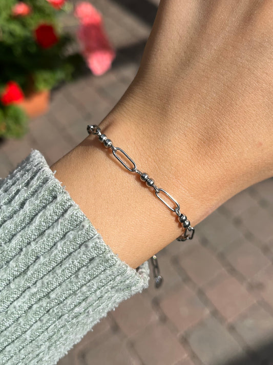 Edelstahlarmband mit Edelstahl-Perlen