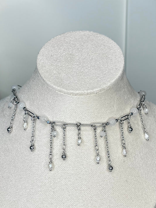 Kette "Tears of Pearls" mit Süßwasser-Perlen und Jade (Einzelstück) 🌧️