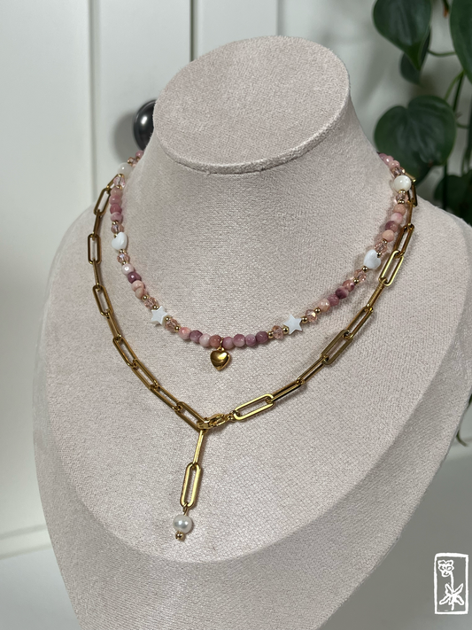 Goldene Edelstahlkette mit Süßwasserperle