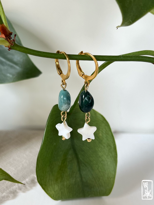 Achat-Ohrringe mit Sternchen