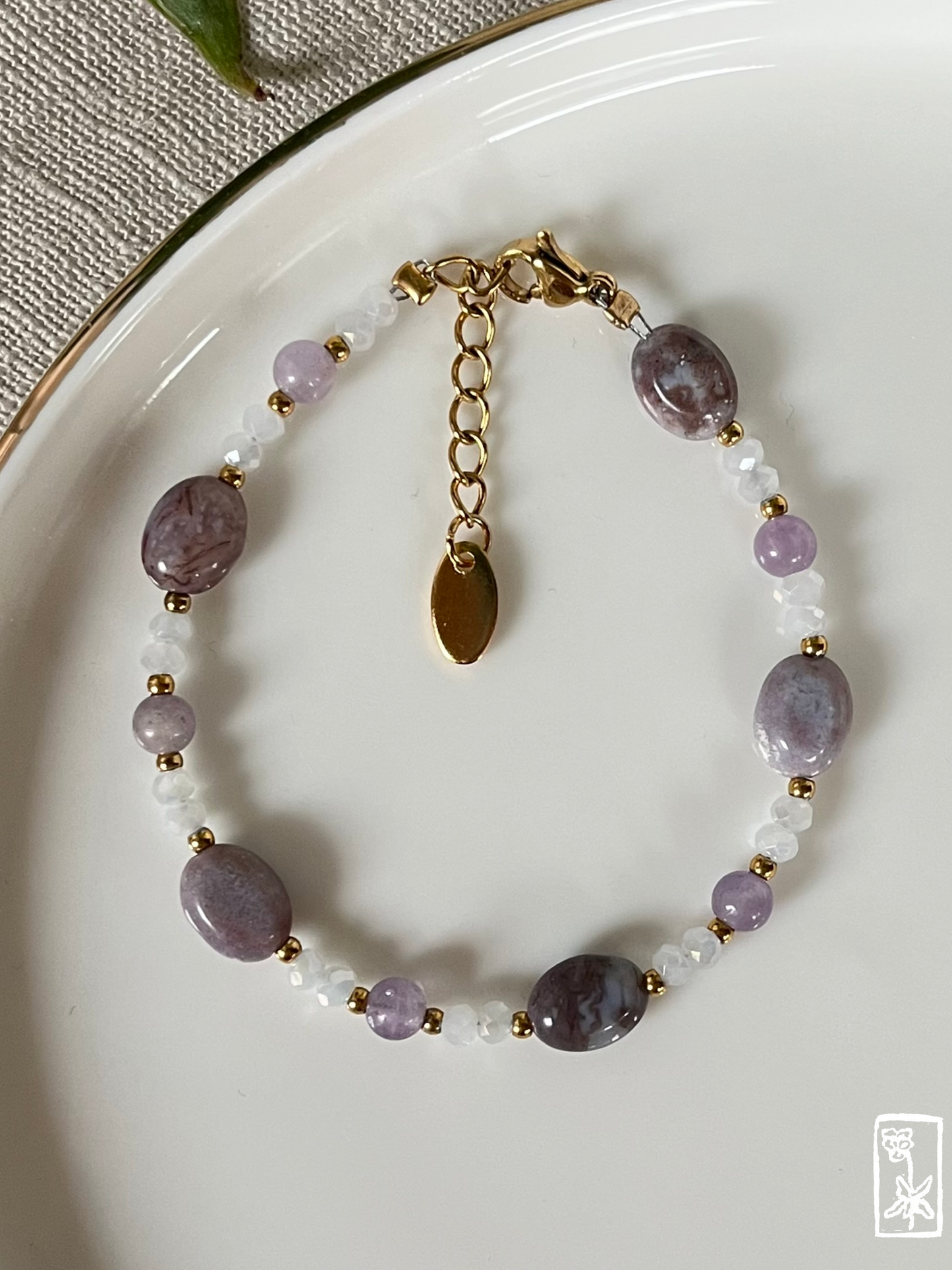 Armband "Lavender" mit Amethyst und Jaspis (Einzelstück)