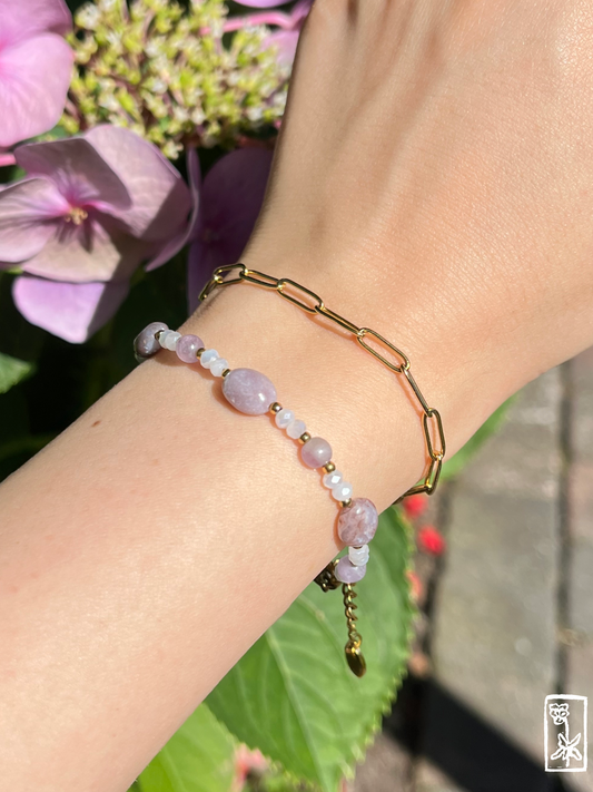 Armband "Lavender" mit Amethyst und Jaspis (Einzelstück)