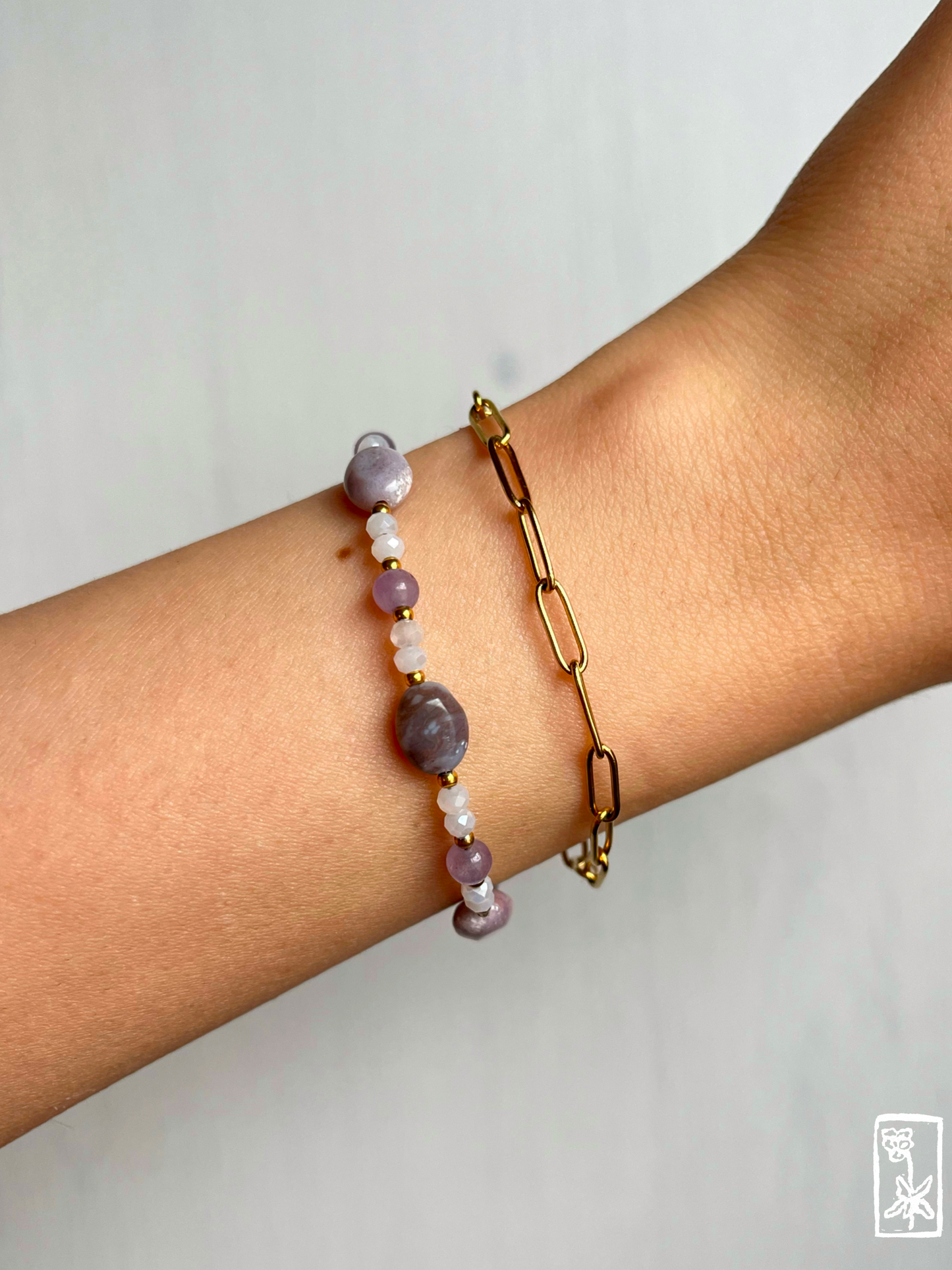Armband "Lavender" mit Amethyst und Jaspis (Einzelstück)
