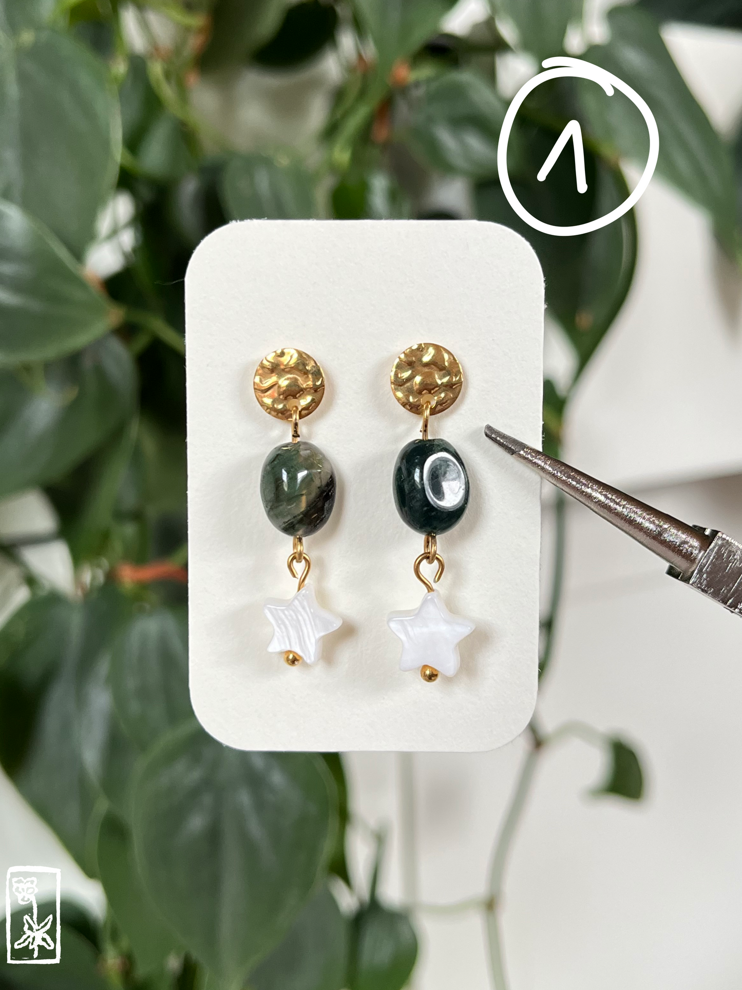 Achat-Ohrstecker mit Muschel-⭐ ☆ﾟ.*･｡ﾟ